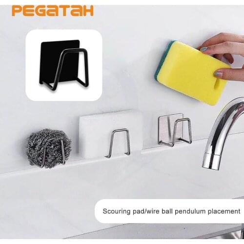 Sink Rack Drain Sponges Kitchen Stainless Steel Holder Self Adhesive Drain Drying Wall Accessories Storage Kitchen storage rack