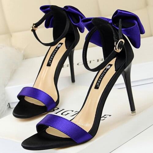 BIGTREE Shoes Women Sandals Heels Sexy High Heels 10cm Bowknot Heels Woman Pumps Stiletto 2021 Fashion Ladies Wedding Shoes