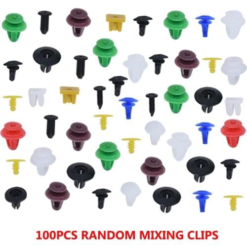 100pcs Push Pins Universal Plastic Fastener for Car Fender Bumper Interior Panel Trim Rivet Color Size Random