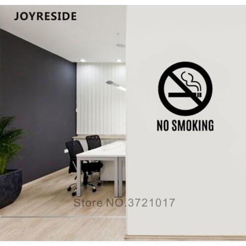 JOYRESIDE No Smoking Sign Wall Decals Store Window Home Livingroom Decoration Vinyl Wall Stickers Simple Design No Smoking WM322