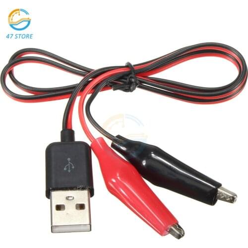 High Quality Alligator Test Clips Clamp to USB Male Connector Power Supply Adapter Wire 58cm Cable Red and Black
