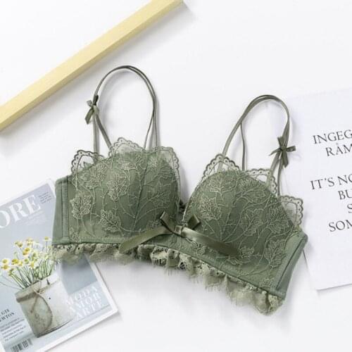 Lace Floral Embroidery Bra Backless Push Up Bras For Women Sexy Lingerie Adjustable Underwear Wireless