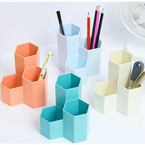 1Pc Desk Organizer Storage Holder Desktop Pencil Pen Holders Badge Box Stationery Office School Student Supplies