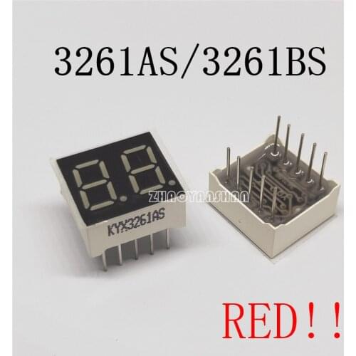 10pcs X 0.36inch 2digits RED 8 segment led display 3261AS/3261BS