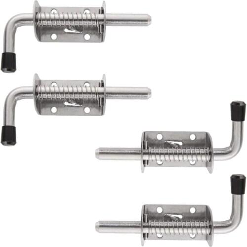 4 Pack 5 Inch Spring Loaded Latch Pin 304 Stainless Steel Barrel Bolt Thickened 2mm Door Lock, Brushed Finished