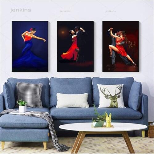 Abstract Dance Posters Vintage Tango Home Decoration Wall Art Pictures Charming Women Party Pictures and Print Canvas Painting