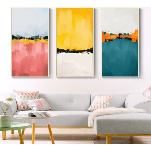 Abstract Blue Pink Color Canvas Painting Scandinavian Poster Print Corridor Aisle Decoration Oil Painting Home Living Room Decor