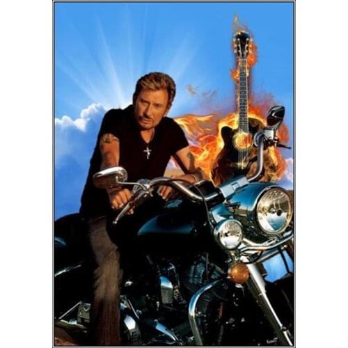 5d "Johnny Hallyday" diamond painting cross stitch kit full square round diamond inlaid DIY diamond embroidery home decoration