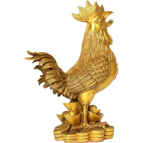 Antique bronze Copper ornaments Chicken Rooster Grilled Ham and Chicken Zhaocai "living room feng shui decoration of chicken
