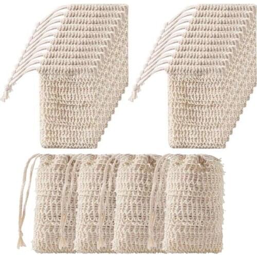 AT69 -Shower Bath Sisal SoAP Bag Natural Sisal SoAP Bag Exfoliating SoAP SaVER PouCH Holder 36Pcs