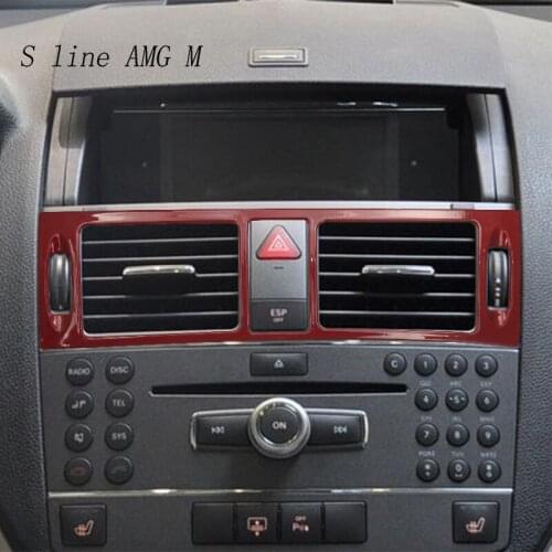 Car Styling Interior Trim Outlet Air Conditioning Central Control Warning Light Panel For Mercedes C Class W204 Stickers Decals