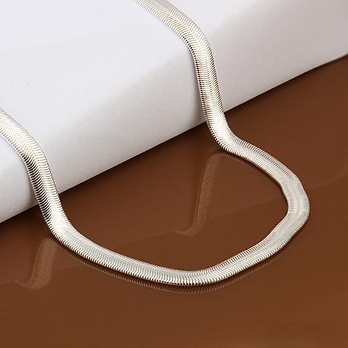 Womens Mens Fashion Solid Silver Plated 6mm Snake Chain Necklace No Pendant trendy