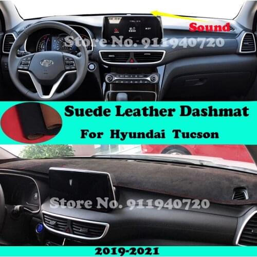 For Hyundai Tucson 2019 2020 2021 Suede Leather Dashmat Dashboard Cover Pad Dash Mat Carpet Car-Styling Accessories LHD RHD