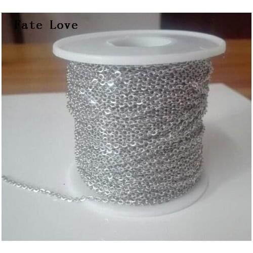 Fate Love Lot 50meter/ roll Thin 2.3mm Oval Link Chain Stainless Steel Fashion Jewelry Finding Chain DIY Marking
