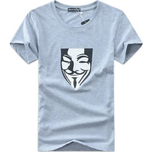 5XL Men T Shirts Tees Summer Fashion Short Sleeve Mens Brand Design V Mask Printed T-shirt For Men 4 Colors Hot Sale