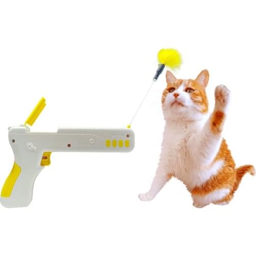 Cat Toys Interactive Cat Feather Wand Toy Funny Cat Teaser Gun for Indoor Cats' Kitten Toys Replacements of Balls / Feather Cat