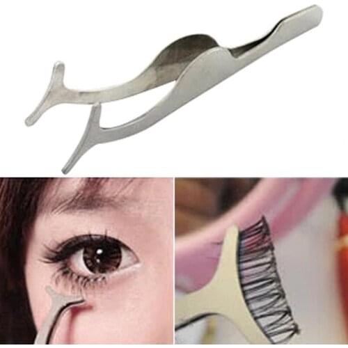 Makeup False Eyelash Nippers Curved Eyelash Extension Applicator Stainless Steel Eyebrow Tweezers Remover False Eyelash