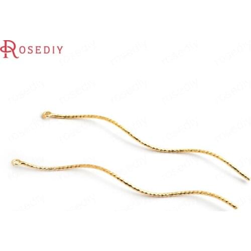 34844)10PCS 68MM 24K Gold Color Brass Twisted Wave Shape Rod Charms Pendants High Quality Diy Accessories Jewelry Findings
