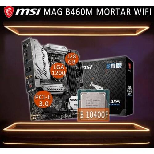LGA1200 MSI MAG B460M MORTAR WIFI Gaming Motherbaord With Intel Core i5 10400F Motherboard Set DDR4 10th-Gen CPU B460 Placa-mãe