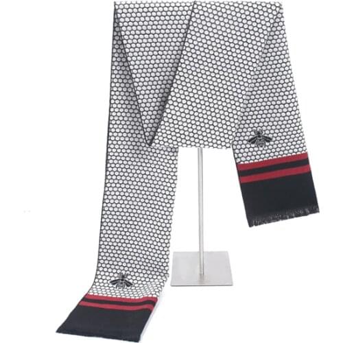Couverture Fashion Design Bee Men Scarf Brand Luxury Business Casual Cachecol Cashmere Cotton Mens Shawl Wrap Winter Scarves
