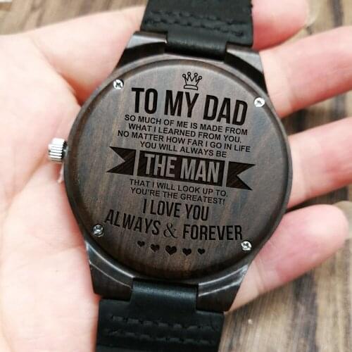 To My Dad-How Much You Really Care From Son or Daughter Engraved Wooden Watch Men Watch Personalized watch Fathers Day Gifts