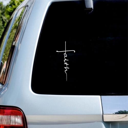 Faith Cross Decal Christian Religious Vinyl Sticker Car Window Decor , Womens Christian Laptop Decals for Apple MacBook Decor