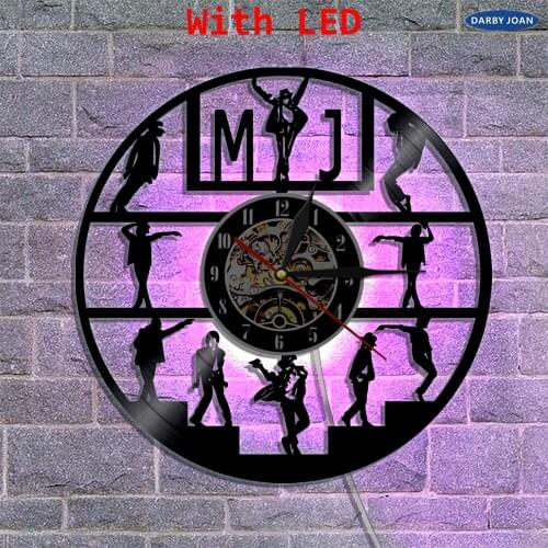Michael Jackson Vinyl Music Record Wall Clock With LED Lighting Personalized Interior Decor Vintage Handmade 3D Wall Art