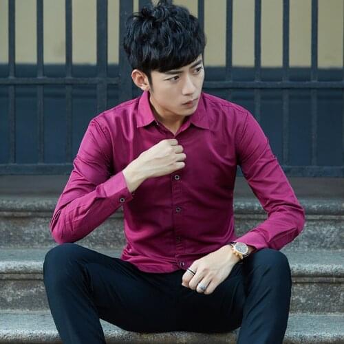 MRMT 2021 brand new mens shirt Slim wild long-sleeved shirt youth solid color shirt shirt