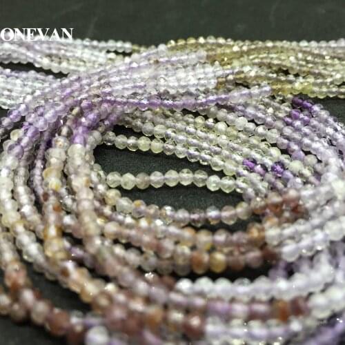 ONEVAN Natural Auralite 23 Quartz Crystal Faceted Rondelle Beads 2.4x2.8mm Stone Bracelet Necklace Jewelry Making Diy Accessorie
