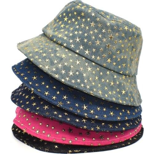 New Pentagonal Print Bucket Hats Women Cotton Summer Sunscreen Panama Hat Men Sunbonnet Fedoras Outdoor Fisherman Hat Beach Cap