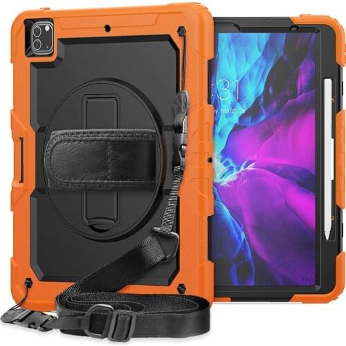 360 Rotation Tablet Case For iPad Pro 12.9inch 2020 Silicone Shockproof Cover Full Body Kickstand Hand Grip Protective Shell