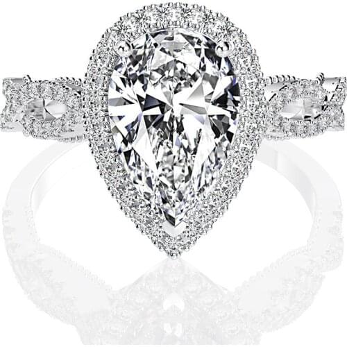 Luxury 100% 925 Sterling Silver Created Moissanite Lab Diamond Wedding Proposal Rings Fine Jewelry Big Surprise for Girlfriend