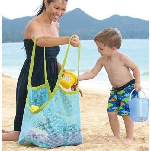 Foldable Portable Beach Bag Kids Children Mesh Storage Bag Outdoor Beach Park Swimming Toys Towel Clothes Organizer Swimming Bag