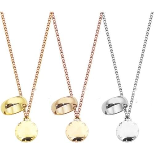 Stylish Round Small Flower Rose Gold Plating Stainless Steel Necklace