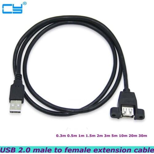 USB 2.0 A Female Panel Installed To USB A Male Plug Extension Cable Can Fix Computer Case Baffle With Screws 0.3m-30m