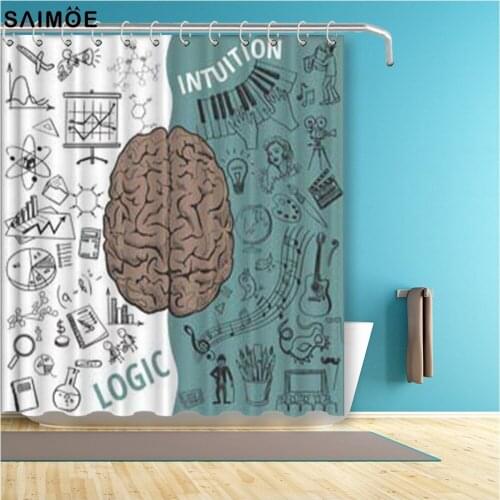 Creative brain Idea Bathroom Curtain Left and right brain Waterproof Shower Curtain Polyester Fabric Bath Curtain Bathtub sets