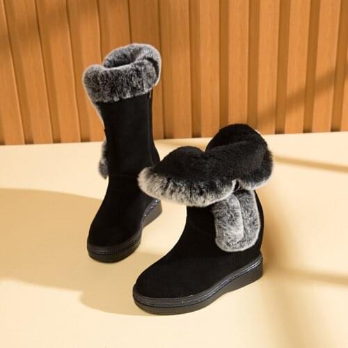 New Snow Boots Women Winter Warm -40 Shoes Wedges High Heels Ankle Boots Female Fur High Boots Platforms Shoes Woman