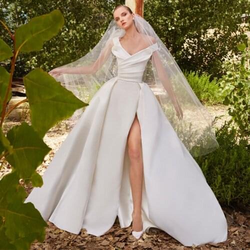 Off the Shoulder Country Wedding Dresses for Women High Side Split A Line Boho Bridal Gowns Ruffles Elegant Vestidos De Novia