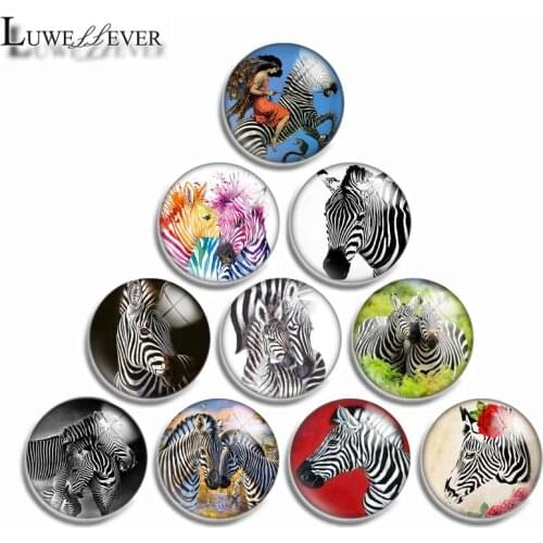 10mm 12mm 16mm 20mm 25mm 30mm 546 Zebra Mix Round Glass Cabochon Jewelry Finding 18mm Snap Button Charm Bracelet