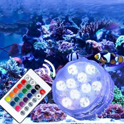 2 Pcs Remote Control Color Change LED Light Swimming Pool Submersible Lamp Decor Pool Lamp 10 x 5050 RGB LEDs Accessories