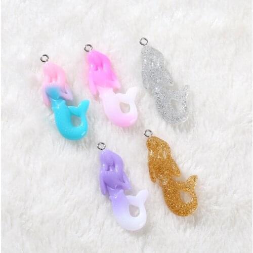 20pcs 40*20mm mermaid glitter charms fashion Jewelry necklace pendant keychain charms for DIY decoration