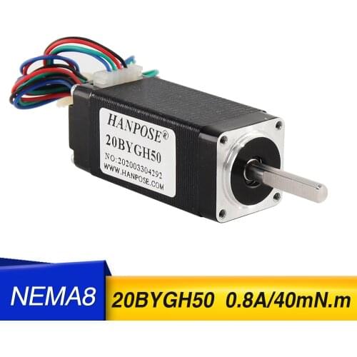 20BYGH50 Nema8 Stepper motor 0.8A 1.8 degrees 50mm 20 Series Motor for CNC milling machine Free Shipping