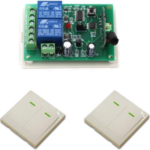 2CH10A Radio Controller Motor Positive &Negative RF Wireless Remote Control Switch Receiver + 2*Wall Panel Sticky Remote 315/433