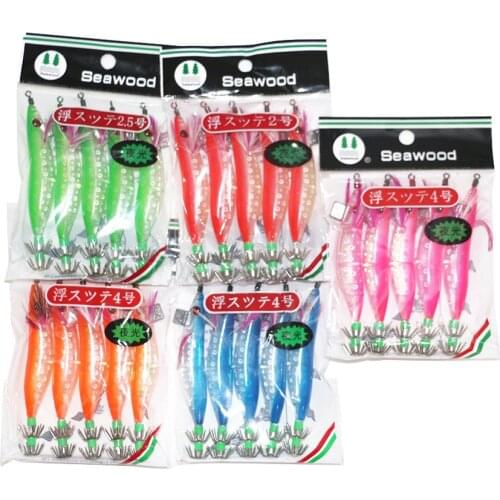 5Pcs Luminous Squid Jig Shrimp Fishing Lure 10cm 9g 3D Eyes Hard Plastic Artificial Bait Wobble with Hook Fishing Tackle