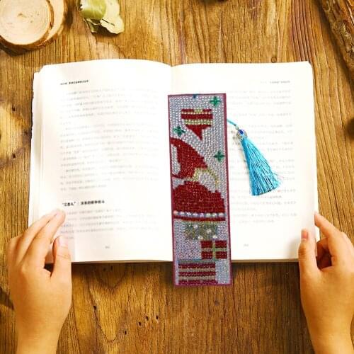 5D DIY Diamond Painting Leather Bookmark Embroidery Tassel Special Shape Drill Mark Rhinestone Art Craft Book Lover Gift 2021