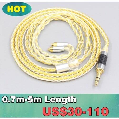 8 Core OCC Silver Gold Plated Braided Earphone Cable For Dunu dn-2002 LN007312