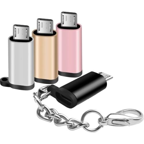 USB-C To Micro Adapter Anti-lost Keychain OTG V8 Android Convert Connector Mini with Chain Easy Carry