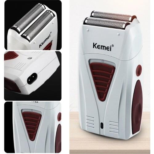 Kemei Barber Shaving Machine Finish Electric Shaver for Men USB Cordless Rechargeable Beard Razor Reciprocating Foil Mesh