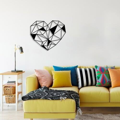 Geometric Crystal Heart Wall Room Home Accessory Wooden Table 50x42cm