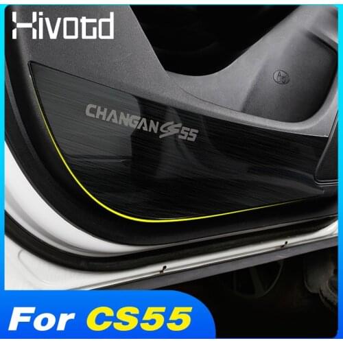 Hivotd Door Anti-Kick Cover Stainless Steel Protection Accessories Car Styling Anti-Scratch Parts For Changan CS55 2017-2020